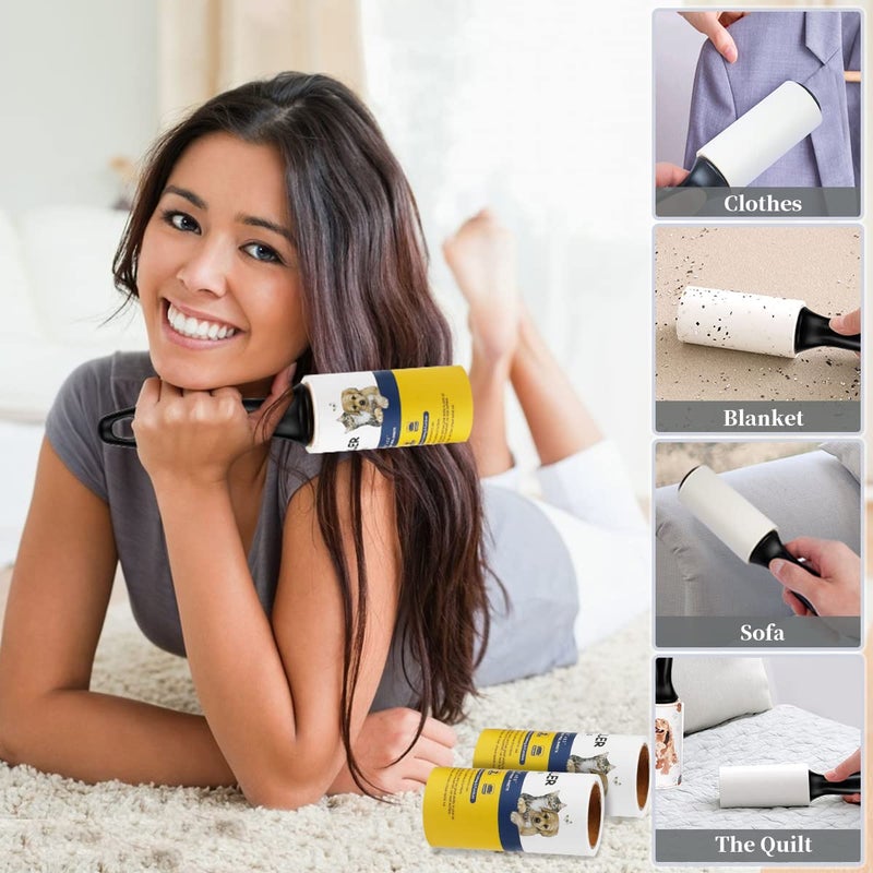 WulaWindy Lint Roller Pet Hair Remover - Extra Sticky Lint Remover Rollers for Clothes Sofa Carpet Pet Hair Dirt Removal - 8 Pack Refills - Image 4